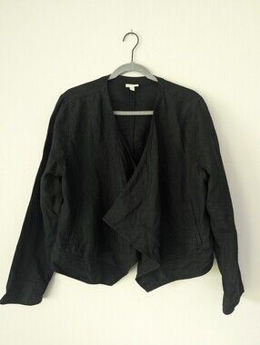 Garnet Hill 100% Linen Lightweight Open Front Drape Jacket